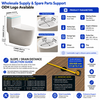 Vente en gros usine WC intelligent monobloc avec bidet intégré, télécommande, chasse automatique, siège chauffant, sortie arrière et vidange murale