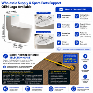 Vente en gros usine WC intelligent monobloc avec bidet intégré, télécommande, <span class=keywords><strong>chasse</strong></span> automatique, siège chauffant, sortie arrière et vidange murale - Product Image 4