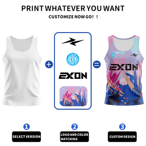 EXON Digital Print Sun Block Quick Dry hardloopshirt, mouwloos, ademend topje voor buitensporten, marathon, joggen, training - Product Image 2