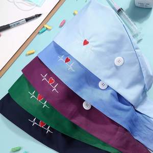 Gorros de Enfermera para Mujer, Gorros de Trabajo con Botón y Banda Absorbente de Sudor, Gorros Quirúrgicos Elásticos Ajustables para Uniforme de Dentista - Product Image 1