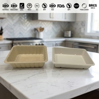 Conteneur alimentaire plat jetable en bagasse de canne à sucre, écologique, biodégradable, réutilisable, étanche, 8x8 pouces, pour gelée, vente en gros
