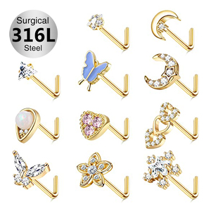 Toposh Classical Flower pink CZ 316L Stainless Steel Piercing Jewelry Set Hinged Septum <strong>Nose</strong> <strong>Rings</strong> <strong>for</strong> <strong>Women</strong> - Product Image 3