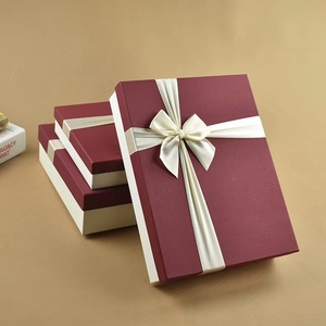 Exquisite Recycled Materials Rectangular Gift Box and Cosmetic Box with Lid and Base Satin Ribbon Bow for Gift-Giving - Product Image 5