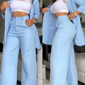 Conjunto de Traje de Color Sólido para Mujer, a la Moda, 2025, con Detalle de Manga Corta, Cuello de Solapa y Pantalones de Pierna Recta - Product Image 6