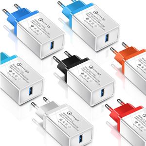 QC3.0 เครื่องชาร์จแบบชาร์จเร็ว 5V3A เครื่องชาร์จ USB แบบชาร์จเร็ว มีหลายสีให้เลือกสำหรับแอปเปิล แอนดรอยด์ - Product Image 1