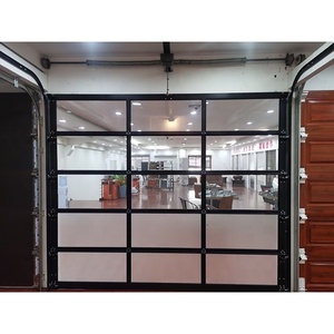 Porte de garage en verre opaque antivol à cadre en aluminium de conception professionnelle 16*8 pour la maison - Product Image 2