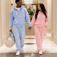 Survêtements d'hiver unisexes et respirants pour hommes 3D Puff Print Graphic Men Sweatpants Set Baggy Cotton Sport Zip up Men Tracksuit Set