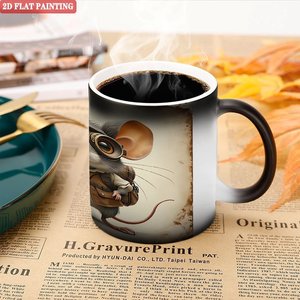 Frosted Black <b>Ceramic</b> <b>Mug</b> 11oz Heat Sensitive Drinking Cup Humanized Ergonomic Handle - Product Image 5