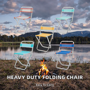 Heavy Duty Iron Portable Folding <b>Stool</b>/Fishing Chair 440lbs Capacity <b>for</b> School Outdoor Activities Camping Hiking BBQ Sports - Product Image 2