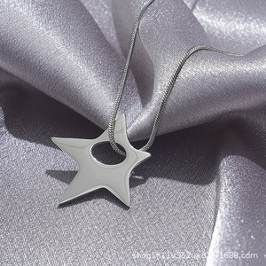 Y2K tendencia Unisex Punk Hip Hop collar de acero inoxidable Irregular hueco estrella colgante hombres mujeres regalo Irregular cuello - Product Image 2