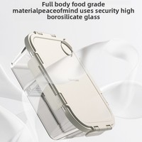 Boîte à lunch rectangulaire personnalisée Hxglass à 3 compartiments, compatible micro-ondes, avec trou pour la fraîcheur, pour l'école, le bureau, boîte à bento, boîte à gâteau