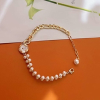 Bracelet en or plaqué 18 carats de haute qualité avec perles d'eau douce naturelles, blanc, qualité AAAA, 3-4 mm, design tressé trèfle à quatre feuilles