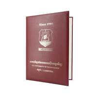 Carpeta de Diploma de cubierta de Certificado de graduación universitaria de tamaño A4 de cuero de grano 8,5x11 con logotipo personalizado