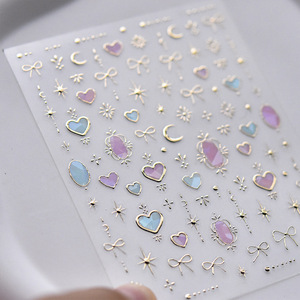Calcomanías Metálicas 3D para Uñas con Diseño de Lazo y Estrella en Dorado y Plateado, Precio Bajo al por Mayor - Product Image 6