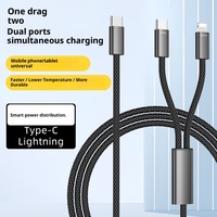Câble de données USB-C vers USB-C 2 en 1, 5A, charge rapide PD 60W, en nylon, avec conducteur en cuivre pur, pour ordinateurs, téléphones et appareils iOS
