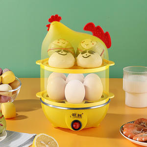 Cuiseur à œufs vapeur électrique Lingrui Mini, double couche, sécurité, arrêt automatique, commande mécanique, appareil de cuisine domestique - Product Image 3