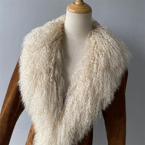 100% di lusso all'ingrosso giacche <span class=keywords><strong>e</strong></span> cappotti in pelle naturale con rivestimento in <span class=keywords><strong>pelliccia</strong></span> mongolo marrone in vera pelle scamosciata Trench - Product Image 4