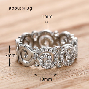 Anello Traforato con Motivi Floreali per Donne, Gioiello da Dito Scintillante e alla Moda - Product Image 5