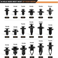 190 pièces de clips de fixation et outil de retrait pour voiture, 18 tailles les plus courantes, ensemble de rivets à pression pour applications automobiles