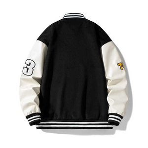 YAJIANUO Factory <span class=keywords><strong>Outlet</strong></span> Chaqueta informal universitaria para <span class=keywords><strong>hombre</strong></span> Bomber <span class=keywords><strong>de</strong></span> béisbol <span class=keywords><strong>de</strong></span> escuela secundaria Faux con logotipo frontal <span class=keywords><strong>Ropa</strong></span> larga Pequeño MOQ - Product Image 3