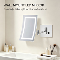 Manufacturer OEM ODM Square Wall Mounted Mirror LED Lighted Foldable Design Bathroom Mirror Single Sided
