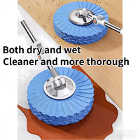 Ensemble serpillière rotative et seau avec système d'essorage, manche extensible en acier inoxydable pour le nettoyage des sols domestiques