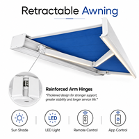 Auvent rétractable motorisé à cassette intégrale avancé pour terrasse extérieure, protection solaire pour villa, hôtel, jardin avec télécommande LED WiFi