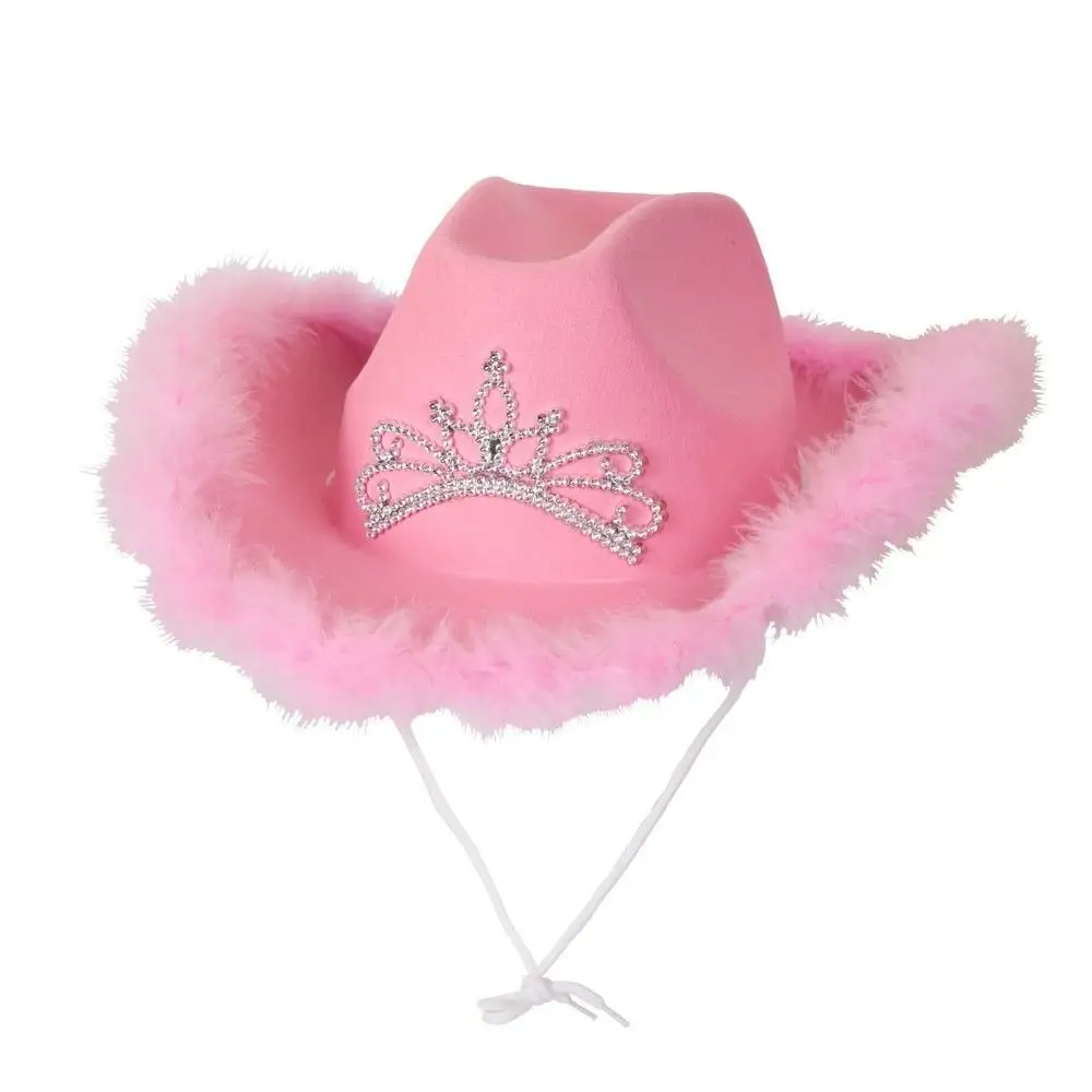 2022Top Chapéu Para As Mulheres Nova Rosa carnaval Led Cowboy Hat Vestido Extravagante Chapéu Com Pena