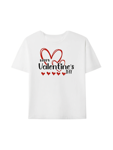 T-Shirt da Donna per San Valentino, Manica Corta, Collo Tondo, 100% Cotone, Design con Doppio Cuore Rosso, Stile Vintage Confortevole - Product Image 1