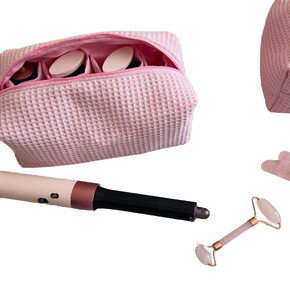 Portable Large Eco-Friendly <b>Foldable</b> Waterproof Travel Makeup Bag Custom Logo Factory Direct Cotton Waffle Large Capacity - Product Image 2