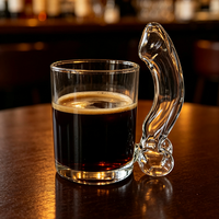 Mug en verre transparent avec poignée originale, tasse en verre artisanale créative, cadeau personnalisé pour l'eau, la bière ou les boissons