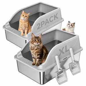 Bac à litière pour chat avec clôture haute pour grand chat, entrée par le haut, anti-éclaboussures, anti-fuite, surface antiadhésive, bac à litière amovible - Product Image 1