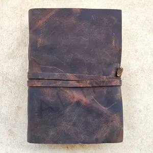 Angústia Leather Journal Couro Vintage-Bound Journal Feito De Antique Handmade Deckle Borda Papel Vintage Journal Notebook