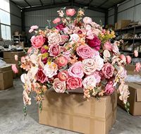 Populaire zijden roze-rode roos kunstbloemen hangende bloemenbal bruiloft centerpiece tafeldecoratie bloemstuk feest evenement