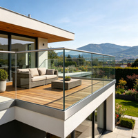 Système de balustrade en verre en aluminium T5 6063, clôture de balcon en verre trempé, rail sans cadre anodisé, fourniture d'usine OEM ODM