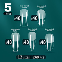 Faux Ongles Souples Gel X – Formes Variées : Cercueil, Stiletto, Rond, Carré – Capsules de Rallongement Complètes French Manucure à Coller