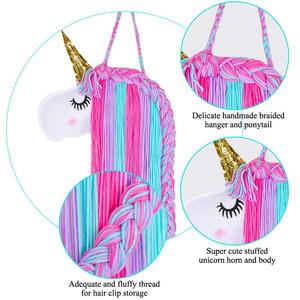 Bambini nursery soggiorno <span class=keywords><strong>macrame</strong></span> unicorno dell'arco dei capelli del supporto delle ragazze wall hanging decor e clip di capelli del bambino hanger organizzatore - Product Image 3