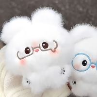 Porte-clés en peluche mignon lapin blanc avec lunettes, pendentif de sac en peluche douce, cadeau, porte-clés en peluche Kawaii