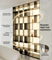 Vitrine d'exposition multi-grilles en acier inoxydable sur mesure avec éclairage LED, présentoir métallique pour hôtel, magasin, rangement, étagère de présentation personnalisée