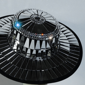 Chapeau en velours pelucheux effet boule disco pour <span class=keywords><strong>femme</strong></span>, orné de miroirs et de strass, à large bord et dessus plat, idéal pour les festivals, les raves, le <span class=keywords><strong>Burning</strong></span> <span class=keywords><strong>Man</strong></span> et les soirées du Nouvel An. - Product Image 5