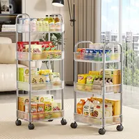 Chariot de rangement portable multi-niveaux en PET, pliable et coulissant, pour cosmétiques et articles de salle de bain, étagère de rangement multifonctionnelle