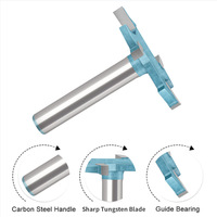 Fraise à rainurer en T à 4 dents, queue ronde de 6 mm (1/4 po), pour rainures de 2,5/3/3,5/5/6 mm, outil de fraisage pour le travail du bois