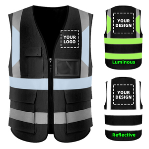 <span class=keywords><strong>Gilet</strong></span> <span class=keywords><strong>de</strong></span> sécurité réfléchissant personnalisé pour hommes, noir, jaune et <span class=keywords><strong>orange</strong></span>, haute visibilité, avec logo et poches - Product Image 1