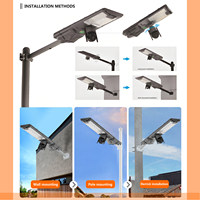 Cámara de luz de calle solar Led integrada Luz de calle solar impermeable para exteriores con cámara CCTV inalámbrica para exteriores 4G 360 100W