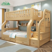Lit superposé double Wayon pour chambre d'enfant moderne avec échelle et tiroirs de rangement