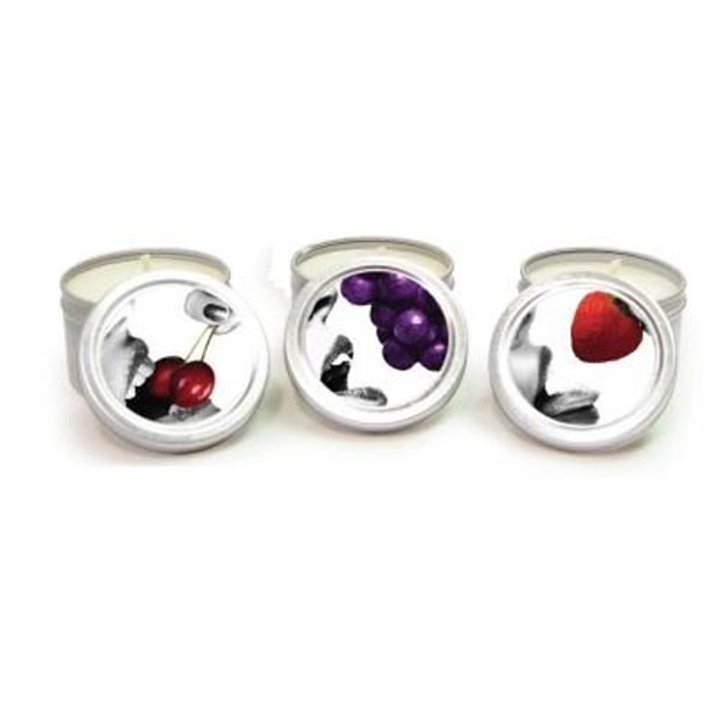 TD 3-Pack Edible Massage Candles Cherry Grape Strawberry Fragrances