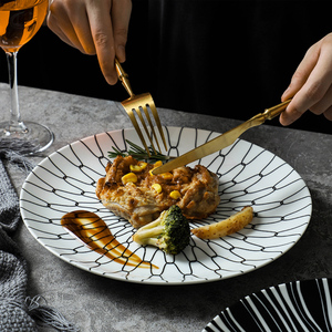 Venta al por mayor 8 "Nórdico creativo occidental porcelana ecológica personalizada restaurante <span class=keywords><strong>Pasta</strong></span> y bistec platos de postre - Product Image 3