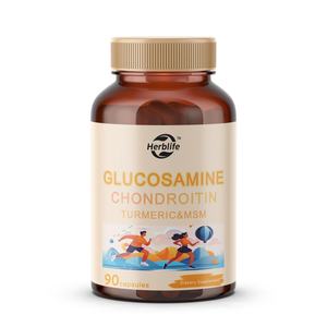 Complément alimentaire à base de glucosamine, chondroïtine, MSM et curcuma, 90 capsules, pour le soutien des articulations, le cartilage, la santé des articulations et la flexibilité. - Product Image 1