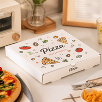 Caja de Pizza Blanca con Cierre Superior Plegable, Diseño de Papel Corrugado, Empaque Minorista para Pizzerías, Bajo MOQ, Suministro para Comidas Familiares de Pizza