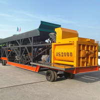 Centrale à béton mobile forcée JS2000 120m³/h, contrôlée par PLC, avec moteur à roulement, pour la production aéroportuaire et civile